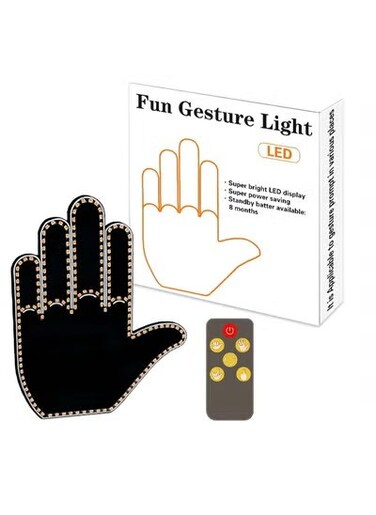 Fun Gesture LED Sign Light for Car Back Window &ndash; Remote-Controlled LED Display, Expressive Hand Gesture Car Accessory for Personalized Driving, Vehicle Decoration