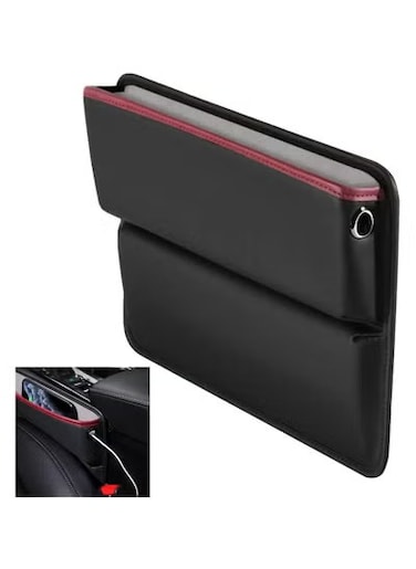 Car Seat Gap Filler Organizer &ndash; Multifunctional PU Leather Console Side Pocket with Cup Holder, Leakproof Gap Stopper for Phones, Wallets, Keys- Car Accessories
