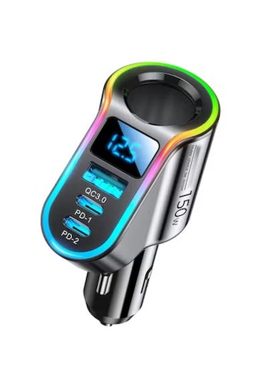 محول شاحن سيارة، موزع ولاعة سجائر، شاحن USB 4 في 1 بقوة 150 وات، شحن سريع PD 3.0 وQC 3.0، شاحن سيارة USB-C بقوة 30 وات، متوافق مع iPhone 14 Pro Max