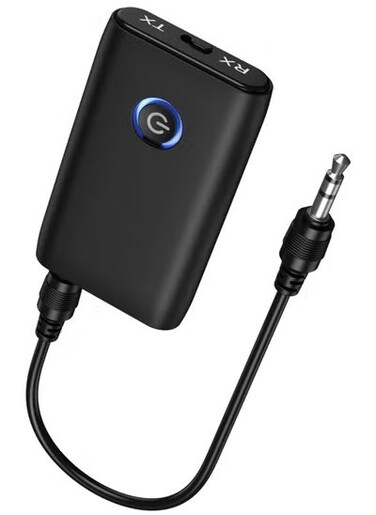 جهاز إرسال واستقبال بلوتوث 5.0 2 في 1 - محول صوت لاسلكي محمول مع زمن انتقال منخفض وتقليل الضوضاء، توصيل وتشغيل مستقبل صوت 3.5 مم للكمبيوتر الشخصي والتلفزيون،