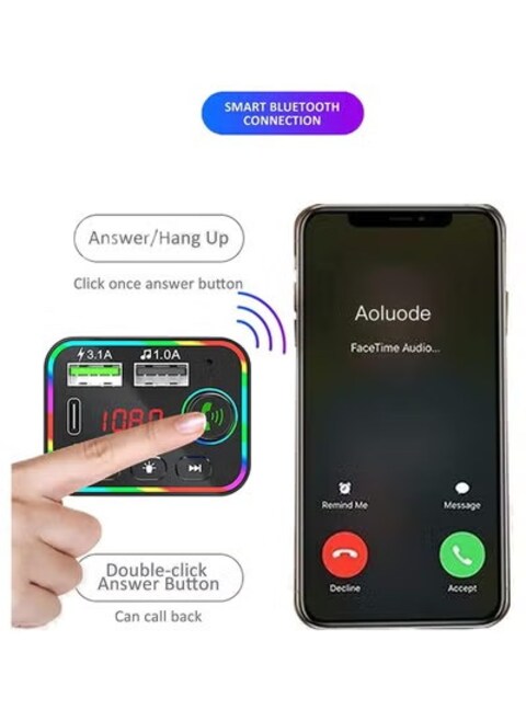 Ultimate FM Transmitter  Car Charger &ndash; Bluetooth 5.0, Fast Charging, Hi-Fi Music Stereo, Hands-Free Calling, Voice Assistant Compatible
