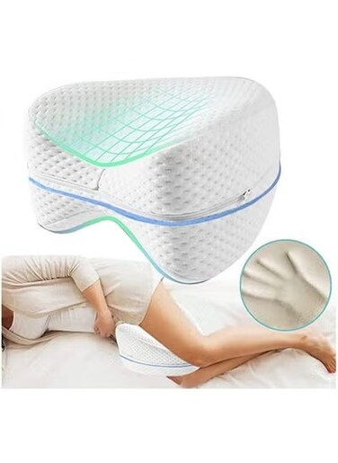 Homes Knee Pillow for Side Sleepers - Memory Foam Leg Pillow for Sciatic Nerve Pain Relief, Hip, Back &amp; Pregnancy Support, Orthopedic Spine Alignment, Washable Cover