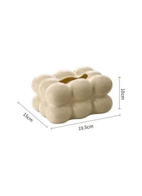 Elegant Ceramic Tissue Box Cover   White Facial Tissue Holder for Bathroom, Office, &amp; Home   Durable Paper Tissue Holder for Sink Counters, Desks, &amp; Vanities