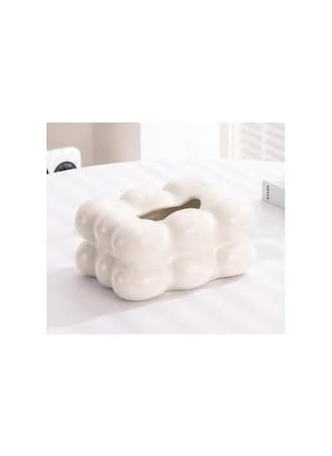 Elegant Ceramic Tissue Box Cover   White Facial Tissue Holder for Bathroom, Office, &amp; Home   Durable Paper Tissue Holder for Sink Counters, Desks, &amp; Vanities