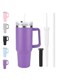 2024 Stainless Steel Insulated Tumbler with Straw &amp; Handle &ndash; Large Capacity Travel Cup for Office, Home, Car &ndash; Stylish Purple Design for Men &amp; Women &ndash; Durable