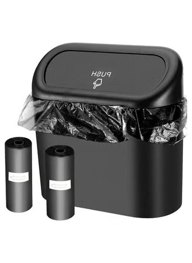 عبوة من قطعتين من سلة المهملات المقاومة للتسرب مع 30 كيس نفايات بولي - سلة مهملات محمولة للسيارة، حامل أكياس قمامة للمطبخ والمكتب وسطح المكتب والحمام وغرفة النوم