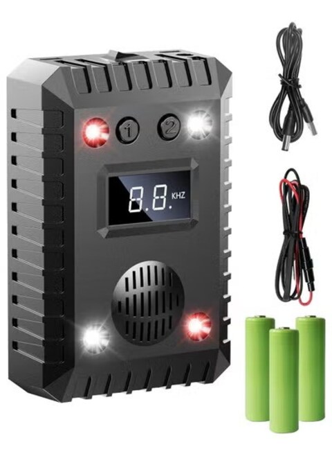 Ultrasonic Rodent Repeller with Strobe Lights &amp; Alarm Sound - Effective Mice, Rats, Squirrels Deterrent for Car Engine, Truck Garage, Attic, Basement, Warehouse