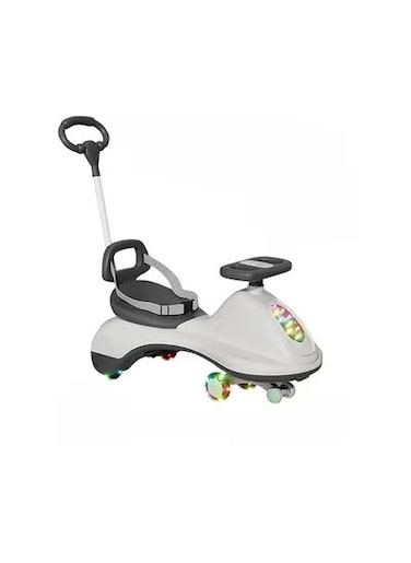 سيارة أرجوحة للأطفال مزودة بعجلات فلاش LED، سيارة موسيقية 2 في 1 مع مقبض للوالدين، مشاية دوارة بدون بطارية، سيارة سحرية مضادة للانقلاب، مناسبة للأطفال من عمر سنة فما فوق