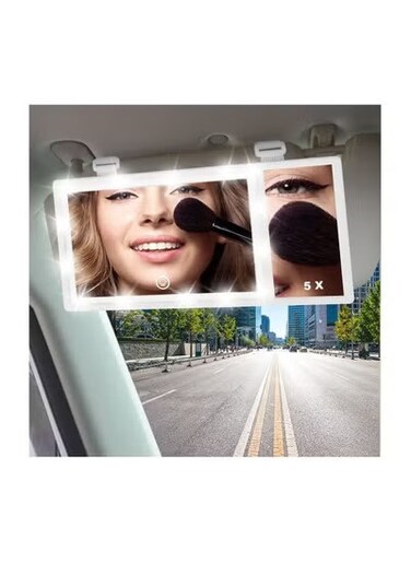 Car Visor Mirror with 3 Light Modes, Dimmable &amp; Rechargeable   5X Magnification Makeup Vanity Mirror for Sun Visor   LED Lighted Car Vanity Mirror for Women &amp; Men