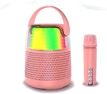 مكبر صوت صغير محمول من كيميسو - مكبر صوت ستيريو صغير على شكل ماكارون مع ميكروفون مدمج، وردي، لاسلكي بتقنية البلوتوث، صوت مدمج وأنيق للموسيقى والمكالمات