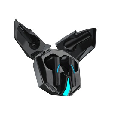 سماعات أذن لاسلكية للألعاب بصوت ستيريو - سماعات أذن بلوتوث مع ميكروفون، شاشة رقمية LED، صوت منخفض الكمون، عمر بطارية طويل