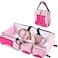 Pink Baby Travel Diaper Bag with Bassinet and Mosquito Net &ndash; 3-in-1 Portable Baby Bed, Changing Station, and Diaper Organizer &ndash; Baby Diaper Backpack