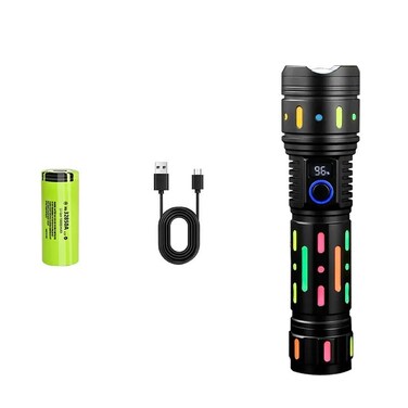 مصباح يدوي قابل لإعادة الشحن 32850 - مصباح يدوي للطوارئ عالي اللومن مع بنك طاقة، وكسر نافذة ومغناطيس - مصباح يدوي LED متعدد الوظائف ومقاوم للماء