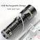 Zoomable LED Flashlight &ndash; Rechargeable Torch Light for Camping, Hiking, Fishing, Emergency Use &ndash; Outdoor Waterproof Tactical Flashlight with Adjustable Focus
