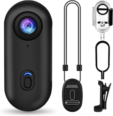 i3 4K Thumb Action Camera &ndash; Mini Body Cam with Spring Clip, Mount Anywhere for Vlogging, Cycling, Motorcycle &ndash; Tiny, Hands-Free POV Camera 

