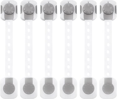 Baby Safety Lock &ndash; Adjustable Child Safety Locks with Double Button Latch   Multi-Functional Anti-Clip System for Cabinets, Drawers