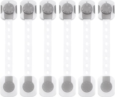 Baby Safety Lock &ndash; Adjustable Child Safety Locks with Double Button Latch   Multi-Functional Anti-Clip System for Cabinets, Drawers