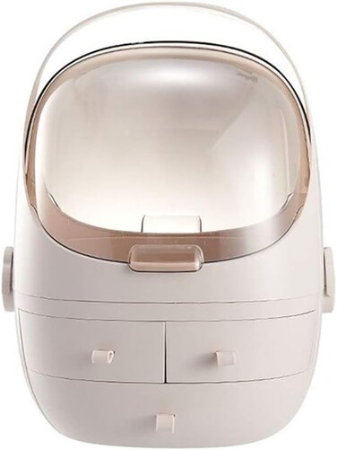 منظم مكياج عصري بأدراج مقاومة للغبار - حامل تخزين مستحضرات التجميل وحافظة عرض للزينة أو الحمام أو سطح العمل - علبة مكياج أكريليك متعددة الطبقات