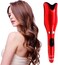 Automatic Hair Curler &ndash; Rotating Curling Wand with Extended Ceramic Barrel, Fast Heating, Anti-Tangle, Auto Shut-Off, Dual Voltage, Red &ndash; Salon Quality Curls at Home
