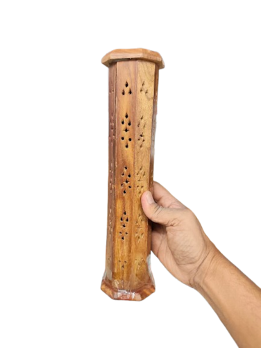 Handcrafted Wooden Agarbatti Stand with Ash Catcher &ndash; Dhoop Stick Holder and Incense Burner for Home, Office, Temple Decor, Meditation, and Diwali Decoration
