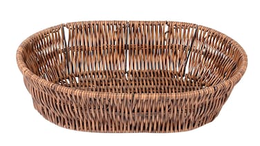 Multi-Purpose Oval Wicker Basket &ndash; Imitation Rattan Mobile Holding Basket for Office, Restaurant, and Home Use &ndash; Ideal for Cellphone Storage &amp; Organization
