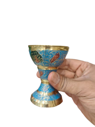 مبخرة يدوية الصنع من المعدن الثقيل - مبخرة بخور كريمية زرقاء وخضراء   حامل بخور مزخرف عالي الجودة للعلاج العطري، مناسب للمنزل والمكتب والتأمل والهدايا