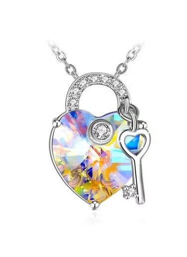 Swarovski Elements 925 Sterling Silver Pendent Necklace For Women Gift Jewelry, Necklace Diamond 33