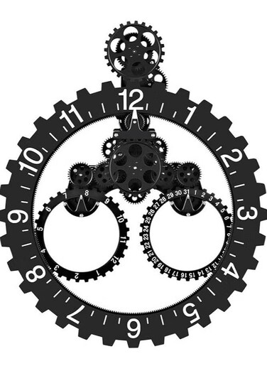 Seven Up Gear Clock Wall-Premium Plastic and Metal Parts Material, Best 3D Moving Gear Clock Wall, 26" x 22", A Fine Artwork, Perfect for Living Room, Reading Room, Restaurant, Office Decor (Black)