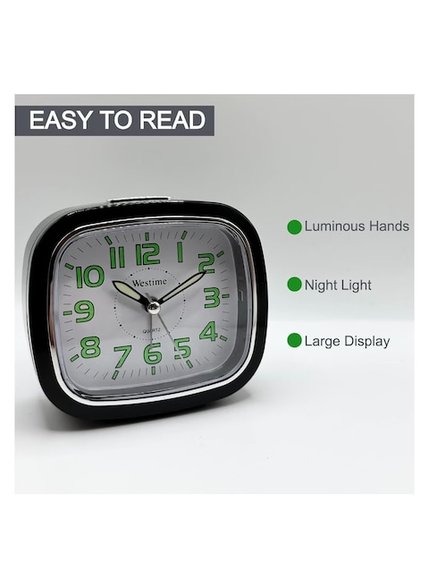 Silent Quartz Alarm Clock, No Ticking Battery Powered Large Display Analogue Clocks