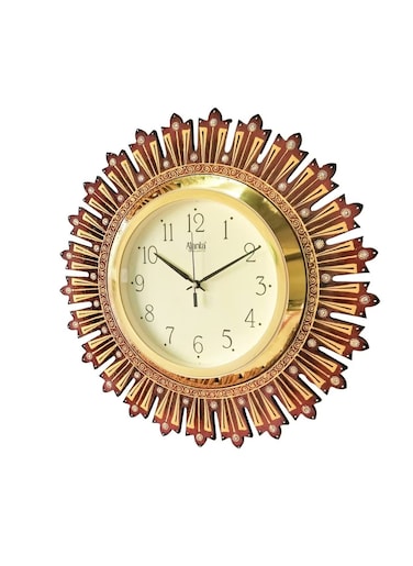 Handicraft Vintage Desinger Wall Clock Design for Home Hall Living Room Decor Office Kids Bedroom Stylish Ethnic Antique Decorative Brown Colour with Glass