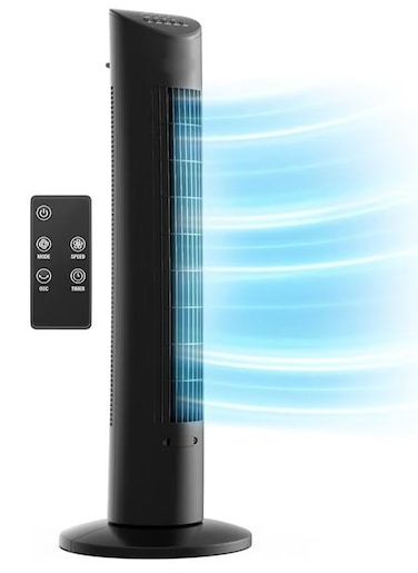 30 Inch Tower Fan With Ultra Powerful 60W Motor Remote Control 7.5 Hour Timer And 3 Cooling Fan Modes For Home And Office 30&quot; Tower Fan  (Black)