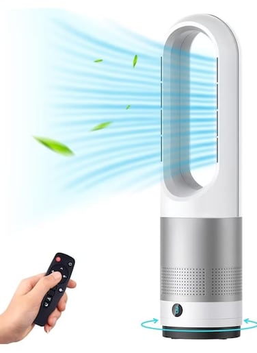 Bladeless Fan, 22&quot; Quiet Tower Fan with  Remote, 8 Speeds, 9H Timer, 80&deg; Swing, LED Display with Auto Off, Easy to Clean, Portable Oscillating Fan for Bedroom, Kitchen, Office