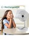 Mini Fan Desk Fan USB Rechargeable Fan Ultra Quiet Foldable Table Fan, Adjustable 3 Speeds Cooling Fan for Home Office Traving (White)
