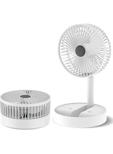 Mini Fan Desk Fan USB Rechargeable Fan Ultra Quiet Foldable Table Fan, Adjustable 3 Speeds Cooling Fan for Home Office Traving (White)