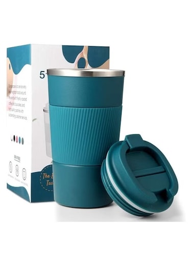 Travel Mug Insulated Coffee Cup With Leakproof Lid Vacuum Insulation Stainless Steel Reusable For Hot Cold Coffee Water And Tea Thermal Mug With Non Slip Protective Cover 510ml