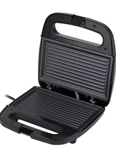 Portable Powerful 2 Slice Grill Maker with Non-Stick Coated Plates With Safety Locks, Cool Touch Handle &amp; Skid- Resistant Feet, Power On &amp; Ready Light Indicators  750 W GGM6001 Black