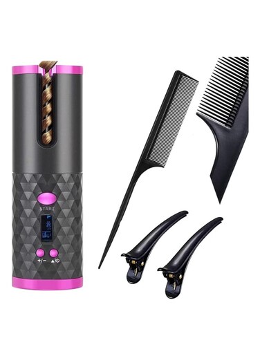 Blossoms Portable Automatic Hair Curler with LCD Display 6 Adjustable Temperature Cordless Self Curling Wand Adjustable Temperature Anti Tangle USB Recharge Travel Friendly