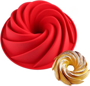 Fluted Spiral Cake Mold &ndash; Nonstick Silicone Bundt Cake Pan for Baking   Heat-Resistant, Flexible Gugelhupf Mold for Donuts, Muffins, Pudding &amp; More
