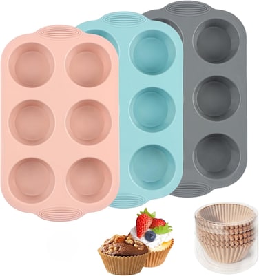 6-Cavity Silicone Muffin Pan &ndash; Nonstick, BPA-Free Cupcake Baking Tray