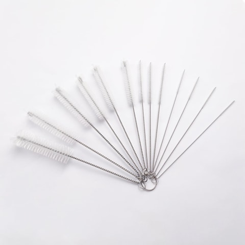 13-Piece Multi-Purpose Cleaning Brush Kit &ndash; Flexible Nylon Brushes with Hooks for Bottles, Straws, Kettle Spouts, Coffee Pots, and Keyboards.