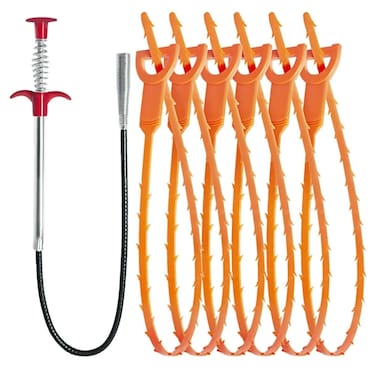 6-Pack Flexible Drain Snake Tool &ndash; Effective Clog Remover for Sinks, Showers, and Tubs.