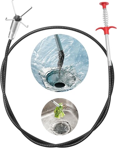 أداة ثعبان الصرف الصحي مقاس 62 بوصة - أداة إزالة الشعر شديدة التحمل ومنظف الحوض للمطبخ والحمام والدش والحوض والمرحاض.