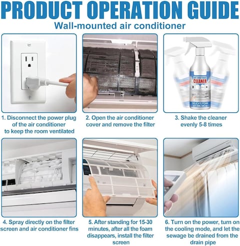 60ML Foaming AC Coil Cleaner &ndash; Quickly Removes Dirt and Dust from Air Conditioners, Enhances Cooling Efficiency, and is Safe for All Types of AC Units