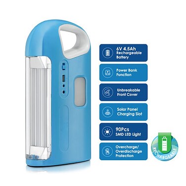 Rechargeable Emergency Lantern - 100 Hours Runtime, Unbreakable Cover, Power Bank, Solar Charging &amp; Overcharge Protection