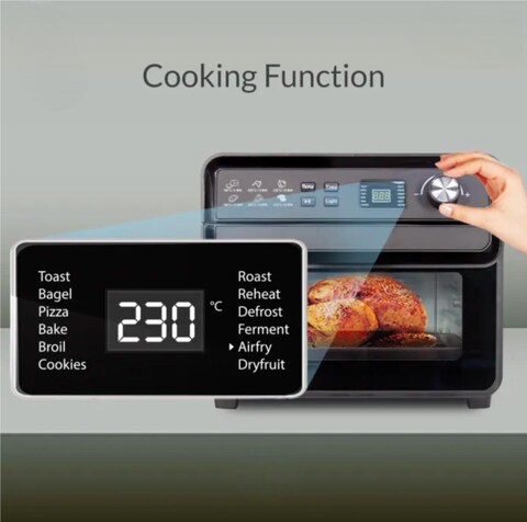 22L Digital Air Fryer Oven with Rotisserie &amp; Dehydrator &ndash; 1700W Large Capacity Toaster Oven, 10-in-1 Functions (Bake, Grill, Roast, Pizza).