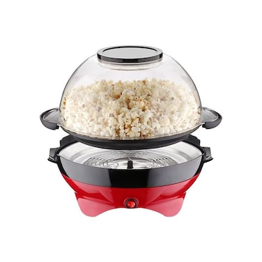 ماكينة صنع الفشار بقوة 800 واط - سعة كبيرة 5.6 لتر مع غطاء شفاف وكوب قياس وسخان زبدة.