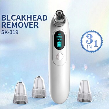 3-in-1 Electric Blackhead Remover &amp; Pore Vacuum &ndash; Facial Cleansing Tool for Acne, Whitehead &amp; Blackhead Removal &ndash; Derma Suction Machine for Nose &amp; Face &ndash; Smooth Skin Pore Minimizer