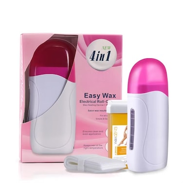 Roll-on Wax Warmer Kit with 100 Non-Woven Strips - Portable Hair Removal System for Women &amp; Men - At-Home Waxing Machine for Legs, Arms, Bikini, Face - Painless &amp; Easy to Use