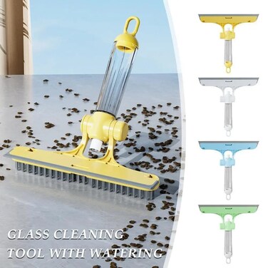 4-in-1 Windshield Squeegee Cleaning Tool with Water Dispenser - Window Cleaner, Cooktop Scraper, Floor Squeegee for Cars, Bathrooms, Mirrors - Ergonomic Handle, Self-Cleaning Design