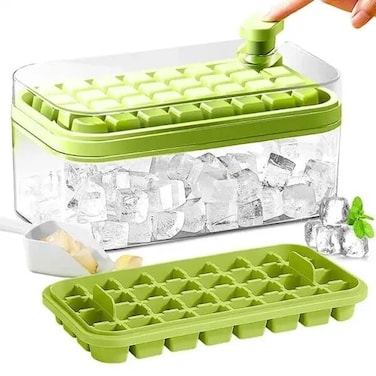 Ice Cube Trays for Freezer (2-Pack) &ndash; Small Cube Mold with Lid, Storage Bin &amp; Scoop &ndash; Perfect for  Juice, smoothe,Cocktails, Coffee &amp; Kids.